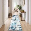 Garvee Modern Abstract Washable Area Rug 5×7 for Living Room Indoor Contemporary Floor Carpet Soft Low Pile Dining Room Mat Non Slip Foldable Thin Rugs for Bedroom Office, Black Grey(Blue)