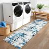 Garvee Modern Abstract Washable Area Rug 5×7 for Living Room Indoor Contemporary Floor Carpet Soft Low Pile Dining Room Mat Non Slip Foldable Thin Rugs for Bedroom Office, Black Grey(Blue)