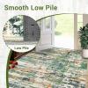 Garvee Modern Abstract Washable Area Rug 5×7 for Living Room Indoor Contemporary Floor Carpet Soft Low Pile Dining Room Mat Non Slip Foldable Thin Rugs for Bedroom Office, Black Grey(Green)