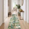 Garvee Modern Abstract Washable Area Rug 5×7 for Living Room Indoor Contemporary Floor Carpet Soft Low Pile Dining Room Mat Non Slip Foldable Thin Rugs for Bedroom Office, Black Grey(Green)