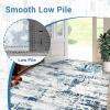 Garvee Modern Abstract Washable Area Rug 5×7 for Living Room Indoor Contemporary Floor Carpet Soft Low Pile Dining Room Mat Non Slip Foldable Thin Rugs for Bedroom Office, Black Grey(Blue)