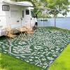 Garvee Outdoor Rug Carpet Waterproof 9×12 Outdoor Patio Rug Mat Reverisble Plastic Straw Large Outdoor Rug for RV Camping Picnic Beach Balcony, Picnic (Grey/White)(Green/White)