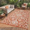 Garvee Outdoor Rug Carpet Waterproof 9×12 Outdoor Patio Rug Mat Reverisble Plastic Straw Large Outdoor Rug for RV Camping Picnic Beach Balcony, Picnic (Grey/White)(Brick Red/White)