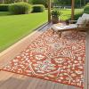 Garvee Outdoor Rug Carpet Waterproof 9×12 Outdoor Patio Rug Mat Reverisble Plastic Straw Large Outdoor Rug for RV Camping Picnic Beach Balcony, Picnic (Grey/White)(Brick Red/White)