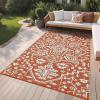Garvee Outdoor Rug Carpet Waterproof 9×12 Outdoor Patio Rug Mat Reverisble Plastic Straw Large Outdoor Rug for RV Camping Picnic Beach Balcony, Picnic (Grey/White)(Brick Red&white)