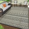 Garvee Outdoor Rugs 8×10 Waterproof for Patios Clearance, Plastic Straw Mats for Backyard, Porch, Deck, Balcony, Reversible, Black + White(Blue & Gray)