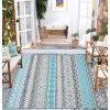 Garvee Outdoor Rugs 8×10 Waterproof for Patios Clearance, Plastic Straw Mats for Backyard, Porch, Deck, Balcony, Reversible, Black + White(Blue + Grey)