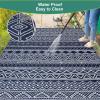 Garvee Outdoor Rugs 8×10 Waterproof for Patios Clearance, Plastic Straw Mats for Backyard, Porch, Deck, Balcony, Reversible, Black + White(Dark Blue + White)