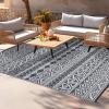 Garvee Outdoor Rugs 8×10 Waterproof for Patios Clearance, Plastic Straw Mats for Backyard, Porch, Deck, Balcony, Reversible, Black + White(Gray & White)