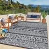 Garvee Outdoor Rugs 8×10 Waterproof for Patios Clearance, Plastic Straw Mats for Backyard, Porch, Deck, Balcony, Reversible, Black + White(Gray & White)
