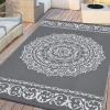 Garvee Outdoor Rugs 8×10 Waterproof for Patios Clearance, Plastic Straw Mats for Backyard, Porch, Deck, Balcony, Reversible, Black + White(Grey+white)