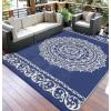 Garvee Outdoor Rugs 8×10 Waterproof for Patios Clearance, Plastic Straw Mats for Backyard, Porch, Deck, Balcony, Reversible, Black + White(Navy+white)