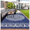 Garvee Outdoor Rugs 8×10 Waterproof for Patios Clearance, Plastic Straw Mats for Backyard, Porch, Deck, Balcony, Reversible, Black + White(Navy+white)