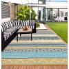 Garvee Outdoor Rugs 8×10 Waterproof for Patios Clearance, Plastic Straw Mats for Backyard, Porch, Deck, Balcony, Reversible, Black + White(Teal + Yellow)