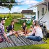 Garvee Outdoor Rugs 8×10 Waterproof for Patios Clearance, Plastic Straw Mats for Backyard, Porch, Deck, Balcony, Reversible, Black + White(Yellow & Gray)