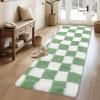 Garvee Plush Fuzzy 9×12 Area Rugs for Living Room, Washable Plush Checkered Rug for Bedroom, Modern Shag Rainbow Rugs Non Slip Soft Furry Large Carpet for Kids Room Nursery Home Decor(Green)
