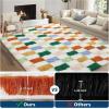 Garvee Plush Fuzzy 9×12 Area Rugs for Living Room, Washable Plush Checkered Rug for Bedroom, Modern Shag Rainbow Rugs Non Slip Soft Furry Large Carpet for Kids Room Nursery Home Decor(Colorful)