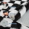 Garvee Plush Fuzzy 9×12 Area Rugs for Living Room, Washable Plush Checkered Rug for Bedroom, Modern Shag Rainbow Rugs Non Slip Soft Furry Large Carpet for Kids Room Nursery Home Decor(Black)