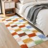 Garvee Plush Fuzzy 9×12 Area Rugs for Living Room, Washable Plush Checkered Rug for Bedroom, Modern Shag Rainbow Rugs Non Slip Soft Furry Large Carpet for Kids Room Nursery Home Decor(Colorful)