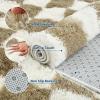 Garvee Plush Fuzzy 9×12 Area Rugs for Living Room, Washable Plush Checkered Rug for Bedroom, Modern Shag Rainbow Rugs Non Slip Soft Furry Large Carpet for Kids Room Nursery Home Decor(Taupe)