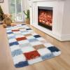 Garvee Plush Fuzzy 9×12 Area Rugs for Living Room, Washable Plush Checkered Rug for Bedroom, Modern Shag Rainbow Rugs Non Slip Soft Furry Large Carpet for Kids Room Nursery Home Decor(Rainbow)