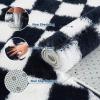 Garvee Plush Fuzzy 9×12 Area Rugs for Living Room, Washable Plush Checkered Rug for Bedroom, Modern Shag Rainbow Rugs Non Slip Soft Furry Large Carpet for Kids Room Nursery Home Decor(Navy Blue)
