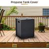Garvee Propane Metal Tank Cover Table, Hideaway Table for Gas Fire Pits, 20 LBS Propane Tank Outdoor Gas Tank Storage, 16 in Hideaway Table with Side Handles, Black