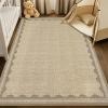 Garvee Scalloped Jute Rug 5×7 Washable Living Room Rug Non Slip Modern Rugs Ultra Soft Non Shedding Floor Cover Low Pile Stain-Resistant Bordered Print Carpet for Bedroom Kids Room Dorm, Jute