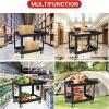 Garvee Service Utility Cart 2-Shelf Utility/Service Cart, 500-Pound Capacity, Storage Handle, for Warehouse/Garage/Cleaning/Manufacturing，45″X25″ Black