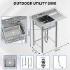 Garvee Stainless Steel Sink, 36x21x40 in Freestanding Single Tank Commercial Kitchen Sink Set with Worktop, NSF Certificated, Commercial Single Bowl Kitchen Prep & Utility Sink for Garage, Restaurant