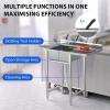 Garvee Stainless Steel Sink, 36x21x40 in Freestanding Single Tank Commercial Kitchen Sink Set with Worktop, NSF Certificated, Commercial Single Bowl Kitchen Prep & Utility Sink for Garage, Restaurant