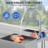 Garvee Stainless Steel Sink, 39x20x37 in Freestanding Single Sink Commercial Kitchen Sink Set with Worktop Faucet, NSF Certificated, Commercial Single Bowl Kitchen Prep & Utility Sink for Garage