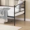 Garvee Twin Metal Daybed with Trundle, Pullout Trundle Bed Frame with Arched Headboard, Guest Sofa Bed with Steel Slat Support, No Box Spring Required, Easy Assembly, Black(Black)