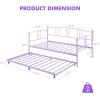 Garvee Twin Metal Daybed with Trundle, Pullout Trundle Bed Frame with Arched Headboard, Guest Sofa Bed with Steel Slat Support, No Box Spring Required, Easy Assembly, Black(Purple)