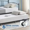 Garvee Twin Metal Daybed with Trundle, Pullout Trundle Bed Frame with Arched Headboard, Guest Sofa Bed with Steel Slat Support, No Box Spring Required, Easy Assembly, Black(Black)