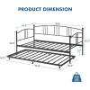 Garvee Twin Metal Daybed with Trundle, Pullout Trundle Bed Frame with Arched Headboard, Guest Sofa Bed with Steel Slat Support, No Box Spring Required, Easy Assembly, Black(Black)