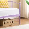 Garvee Twin Metal Daybed with Trundle, Pullout Trundle Bed Frame with Arched Headboard, Guest Sofa Bed with Steel Slat Support, No Box Spring Required, Easy Assembly, Black(Purple)