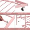 Garvee Twin Metal Daybed with Trundle, Pullout Trundle Bed Frame with Arched Headboard, Guest Sofa Bed with Steel Slat Support, No Box Spring Required, Easy Assembly, Black(Pink)