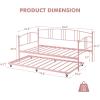 Garvee Twin Metal Daybed with Trundle, Pullout Trundle Bed Frame with Arched Headboard, Guest Sofa Bed with Steel Slat Support, No Box Spring Required, Easy Assembly, Black(Pink)