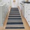 Garvee Washable Easy Jute Rug 5×7 Modern Striped Living Room Rug with Non-Slip Backing, Non Shedding Neutral Floor Mats, Indoor Outdoor Carpet for Bedroom, Patio, Backyard, Brown(Striped|navy)