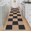 Garvee Washable Easy Jute Rug 5×7 Modern Striped Living Room Rug with Non-Slip Backing, Non Shedding Neutral Floor Mats, Indoor Outdoor Carpet for Bedroom, Patio, Backyard, Brown(Checkered|black/Brown)