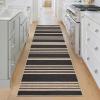 Garvee Washable Easy Jute Rug 5×7 Modern Striped Living Room Rug with Non-Slip Backing, Non Shedding Neutral Floor Mats, Indoor Outdoor Carpet for Bedroom, Patio, Backyard, Brown(Striped|black/Natural)