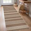 Garvee Washable Easy Jute Rug 5×7 Modern Striped Living Room Rug with Non-Slip Backing, Non Shedding Neutral Floor Mats, Indoor Outdoor Carpet for Bedroom, Patio, Backyard, Brown(Striped|brown)