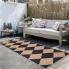 Garvee Washable Easy Jute Rug 5×7 Modern Striped Living Room Rug with Non-Slip Backing, Non Shedding Neutral Floor Mats, Indoor Outdoor Carpet for Bedroom, Patio, Backyard, Brown(Diamond|black&brown)