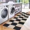 Garvee Washable Easy Jute Rug 5×7 Modern Striped Living Room Rug with Non-Slip Backing, Non Shedding Neutral Floor Mats, Indoor Outdoor Carpet for Bedroom, Patio, Backyard, Brown(Checkerboard|black&natural)