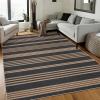 Garvee Washable Easy Jute Rug 5×7 Modern Striped Living Room Rug with Non-Slip Backing, Non Shedding Neutral Floor Mats, Indoor Outdoor Carpet for Bedroom, Patio, Backyard, Brown(Striped|black&brown)