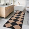 Garvee Washable Easy Jute Rug 5×7 Modern Striped Living Room Rug with Non-Slip Backing, Non Shedding Neutral Floor Mats, Indoor Outdoor Carpet for Bedroom, Patio, Backyard, Brown(Diamond|black&brown)