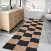 Garvee Washable Easy Jute Rug 5×7 Modern Striped Living Room Rug with Non-Slip Backing, Non Shedding Neutral Floor Mats, Indoor Outdoor Carpet for Bedroom, Patio, Backyard, Brown(Checkered|black/Brown)