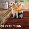 Garvee Washable Rug 10×13 Living Room Area Rug Geometric Bordered Bedroom Rugs Indoor Modern Floor Carpet Low Pile Non Slip Throw Rugs Distressed Home Decor Rug for Dining Room Office, Blue(Red)