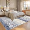 Garvee Washable Rug 9×12 Living Room Rug Modern Abstract Rugs with Non Slip Backing Non Shedding Low Pile Throw Mats Contemporary Foldable Floor Carpet for Dining Room, Bedroom, Office, Coffee(Modern|blue)